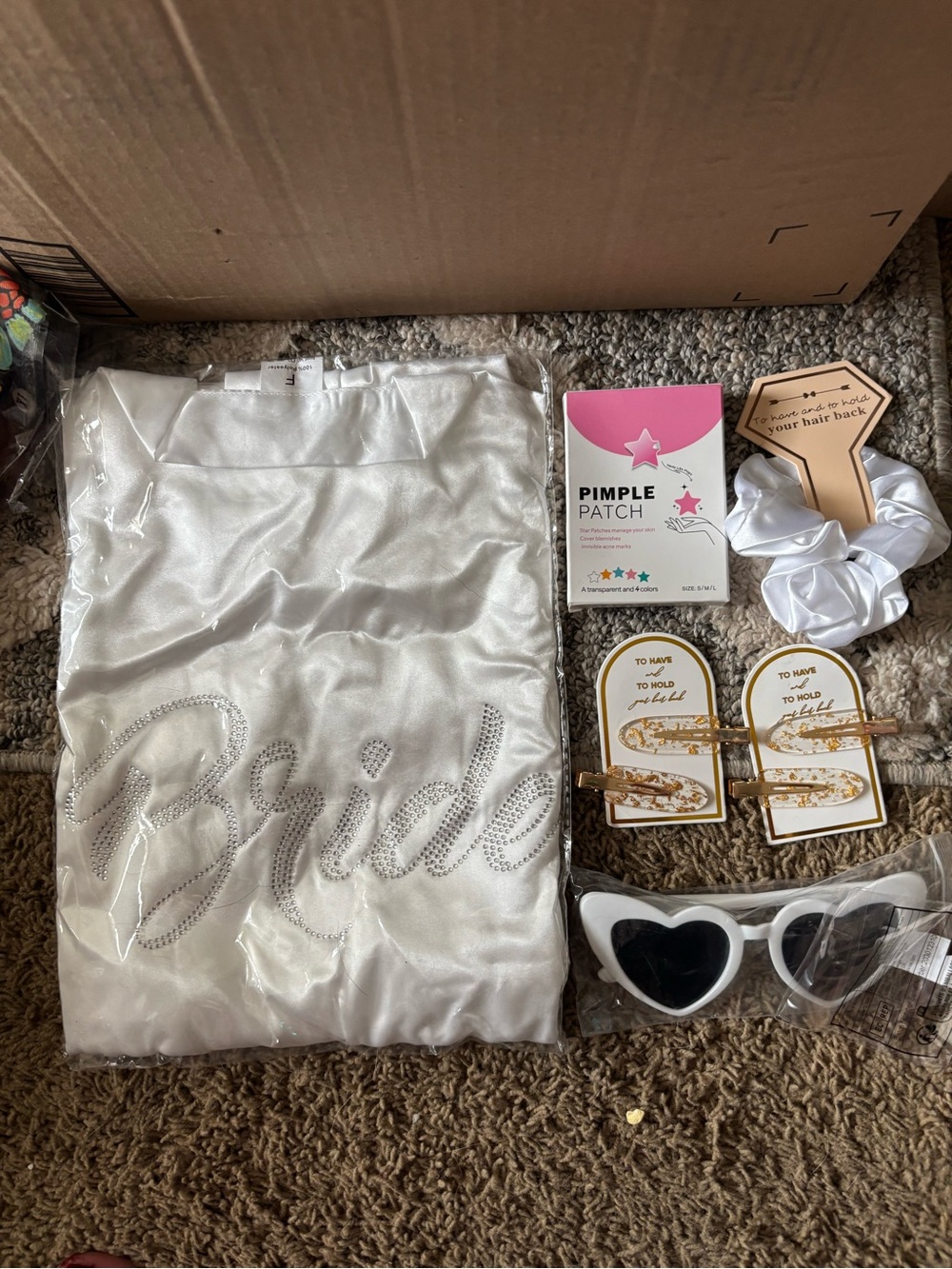 Bride Satin Robe Set in White - Bridal extras